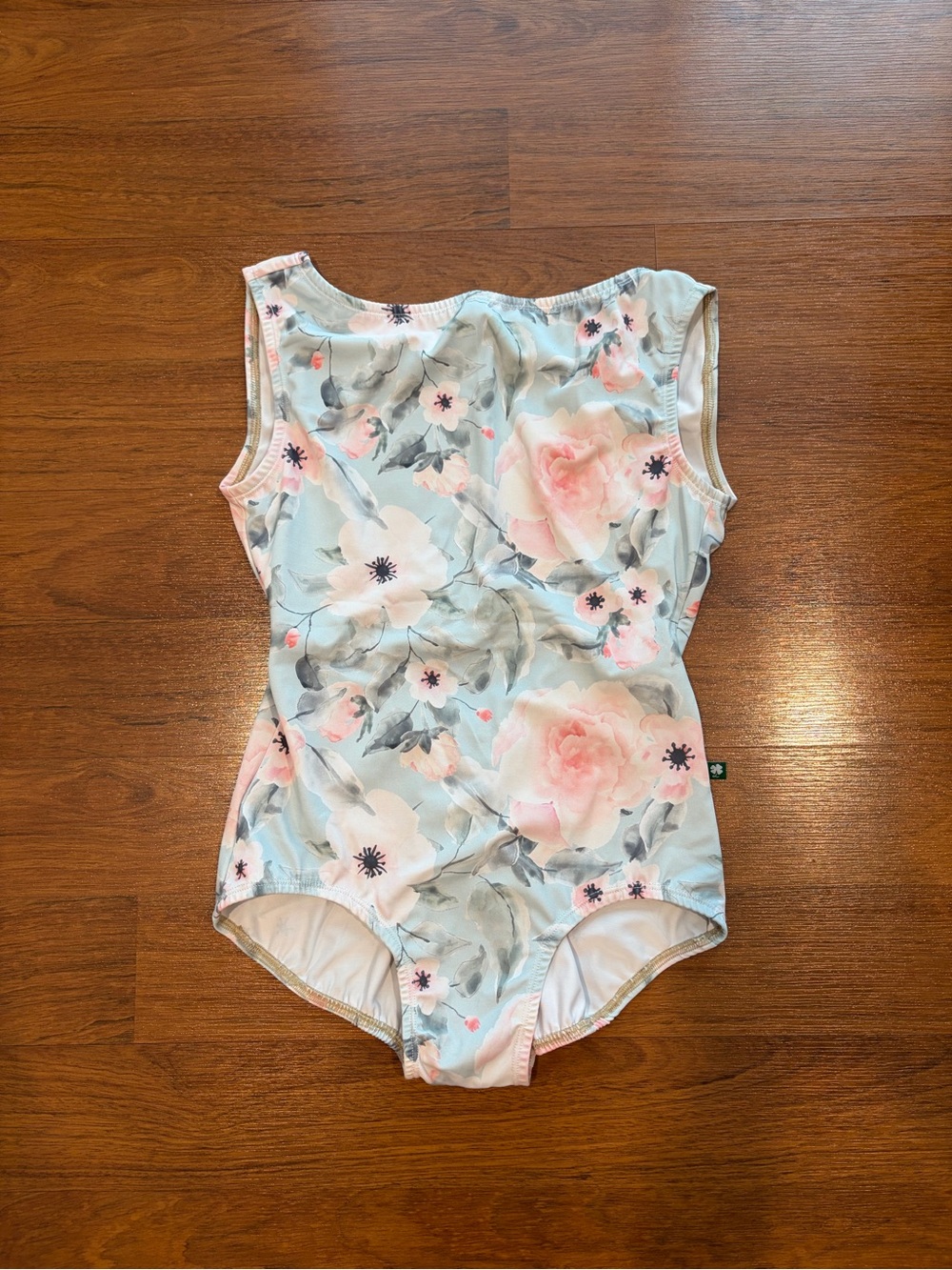 Pastel Blue/Pink Floral Print Leotard - Luckyleo M/L